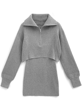 ハーフジップトップス×ワンピースセットアップ