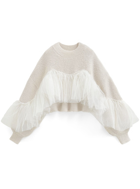 チュールドッキングニットトップス