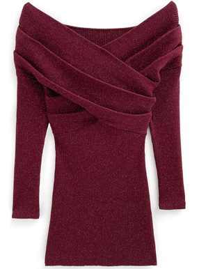 ラメタックカシュクールニットミニワンピース