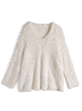 Ｖネックシャギーニットトップス