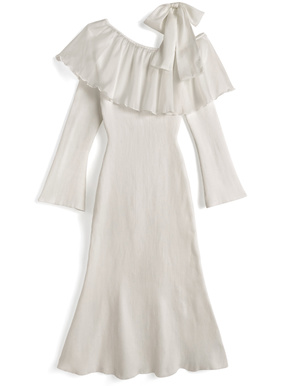 ワンショルダーフリルリボンロングワンピース