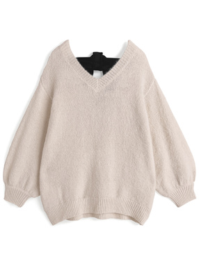 バックリボンニットトップス