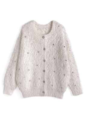 ビジューシャギーニットカーディガン