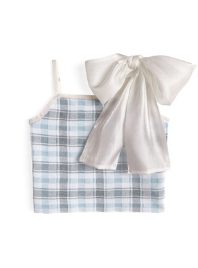 リボン付きチェック柄ニットキャミソール