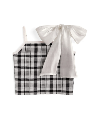 リボン付きチェック柄ニットキャミソール