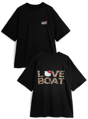 サンリオキャラクターズ　LOVE BOAT　ハローキティレオパード柄プリントTシャツ
