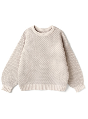 配色リンクス柄ビッグニットトップス