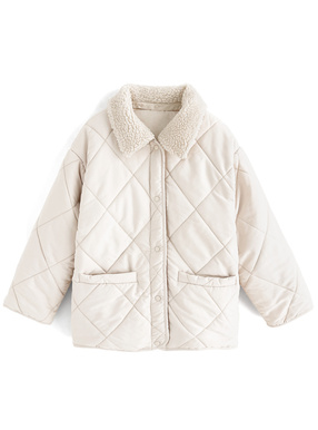 ボア襟付きキルティングブルゾン