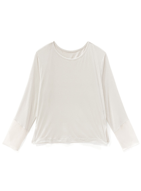 サイドスリットシアー切り替えトップス