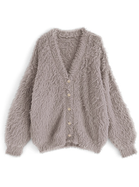 シャギーニットロングカーディガン