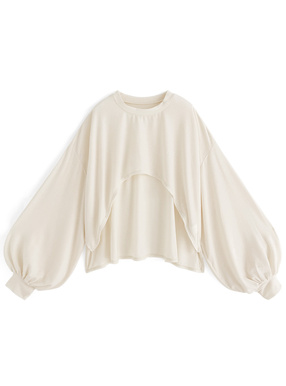 前後差ヘムボリュームスリーブトップス