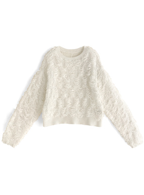 テープヤーンフリンジニットトップス