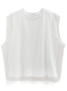 チュールドッキングノースリーブTシャツ
