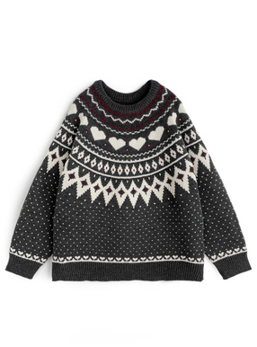 求心ハート柄ジャガードニットトップス