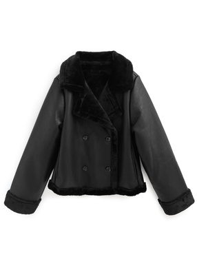 レザーファーショート丈Pコート