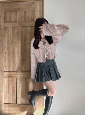 前後2Wayフェザーリボンカーディガン