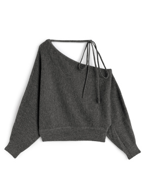 ネックリボンワンショルニットトップス