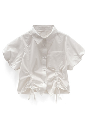 ドロストリボンバルーンスリーブシャツ