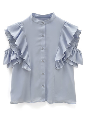 ショルダーオープンフリルスリーブブラウス