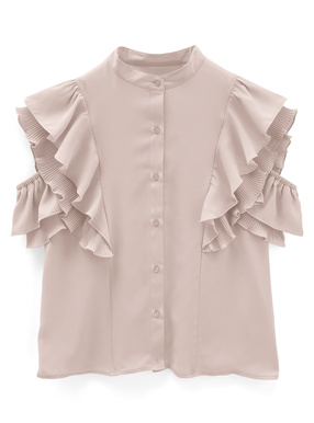 ショルダーオープンフリルスリーブブラウス