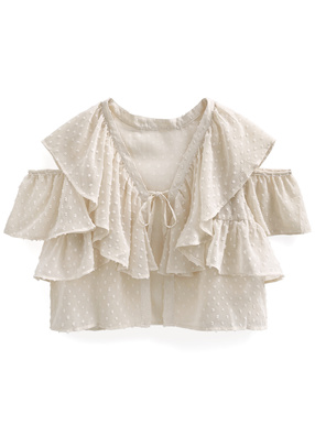 マルチWayシアードット柄フリルブラウス