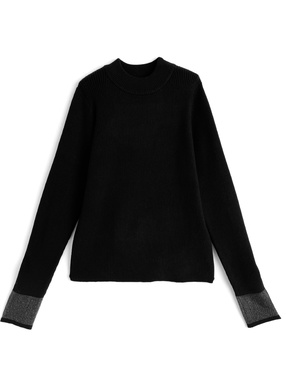 袖シアーリブニットトップス