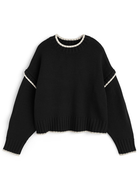 配色ローゲージニットトップス