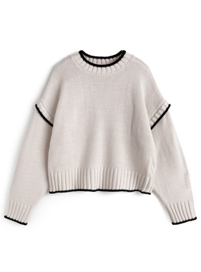 配色ローゲージニットトップス