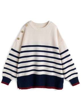 ボーダー柄配色ニットトップス