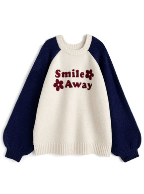 配色ラグランロゴニットトップス