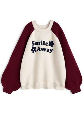 配色ラグランロゴニットトップス