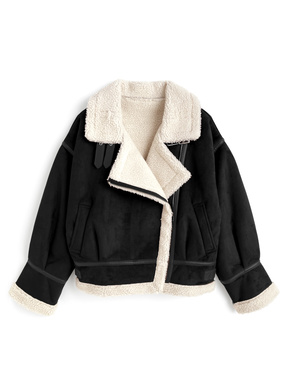 襟2Wayムートンライダースジャケット