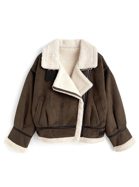 襟2Wayムートンライダースジャケット