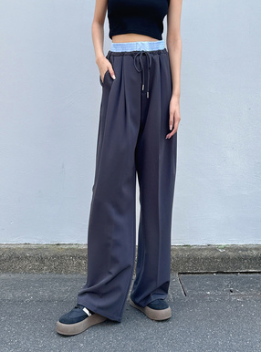 ウエストシャーリングドロストワイドパンツ