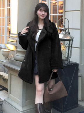 襟2Wayボアミドルコート