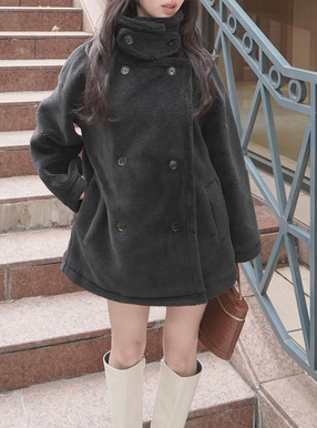 襟2Wayボアミドルコート