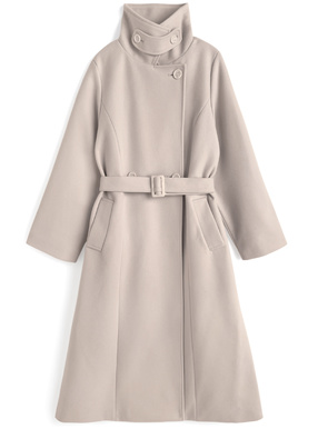 ベルト付きモッサニットロングコート