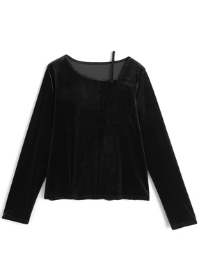 ベロアアシンメトリーネックトップス
