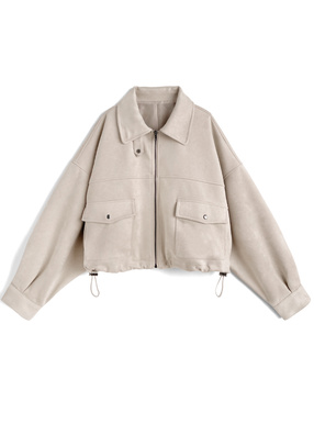 襟2Wayスエードブルゾン