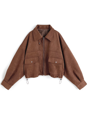 襟2Wayスエードブルゾン
