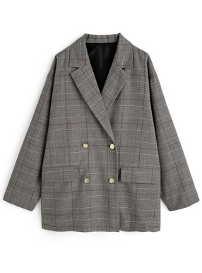 グレンチェック柄ダブルボタンテーラードジャケット
