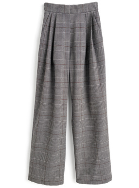 グレンチェック柄ツータックストレートパンツ