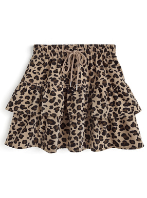 レオパード柄スウェットティアードミニスカート