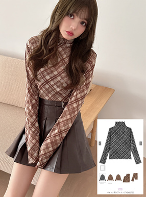 チェック柄シアートップス