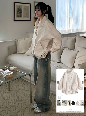 スタンドカラーナイロンモンスターコート