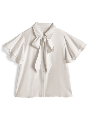 リボン付きフリルブラウス