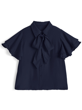 リボン付きフリルブラウス