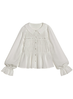 シャーリングデザインキャンディスリーブブラウス