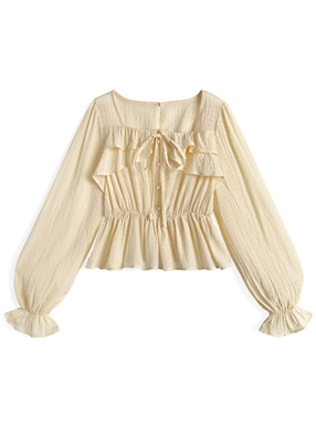 シアーフリルペプラムブラウス