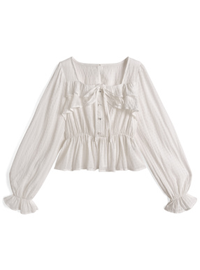 シアーフリルペプラムブラウス